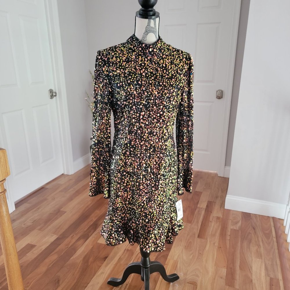Brand NEW Aidan Mattox Sequin Mock neck dress SIZE 12